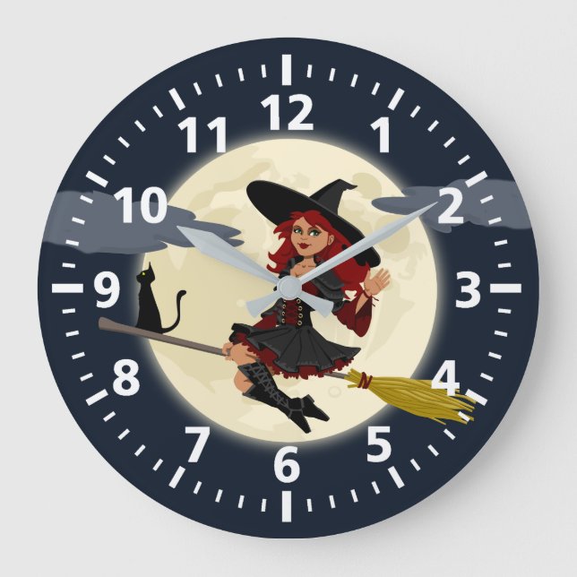 Halloween Witch Clock Stor Klocka (Framsida)