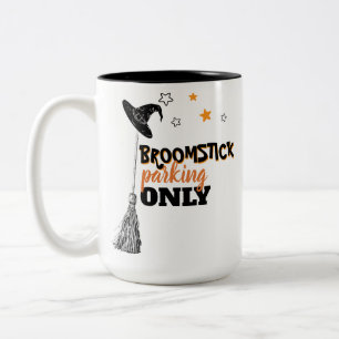 Halloween Witch Coffee Broomstick Parking Funny Två-Tonad Mugg