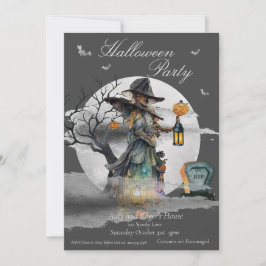 Halloween Witch Costume Party Inbjudningar