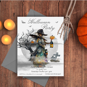 Halloween Witch Costume Party Inbjudningar