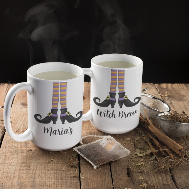 Halloween Witch Cute Simple Whimsical Shoes Kaffemugg (Skapare uppladdad)
