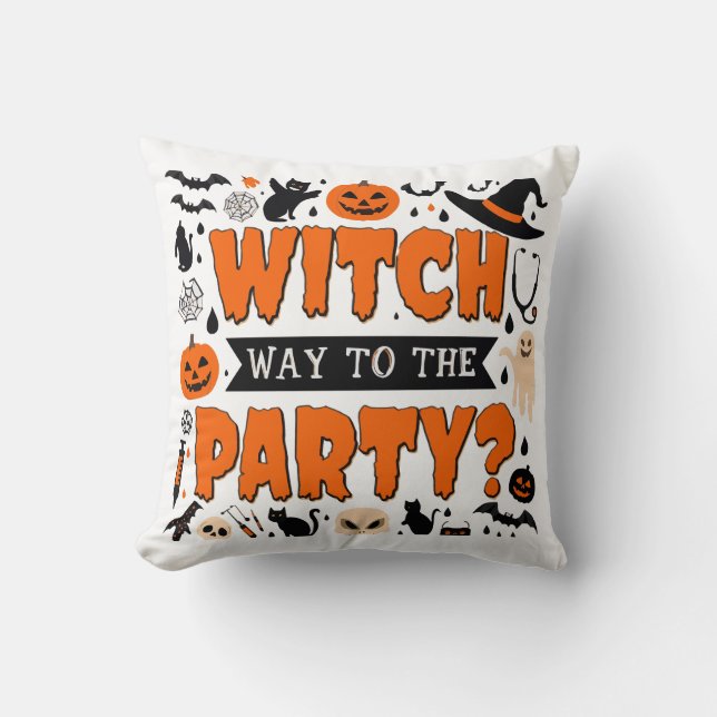 Halloween Witch Decor Throw Cushion Kudde (Framsida)