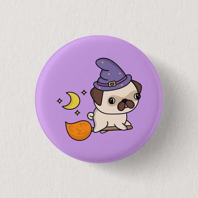 Halloween Witch Dog Knapp (Framsida)