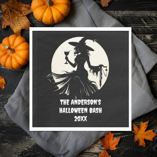 Halloween Witch Drinking Vin Family Namn Anpassnin Pappersservett