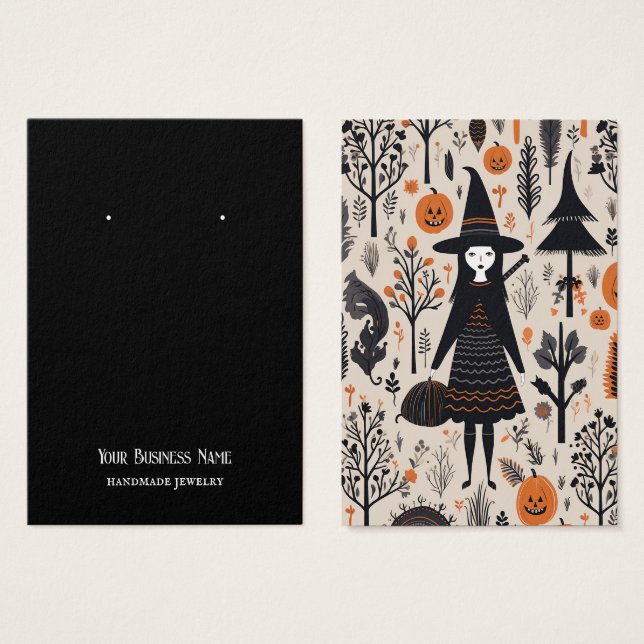 Halloween Witch Earring Visning Card Visitkort (Framsida & baksida)