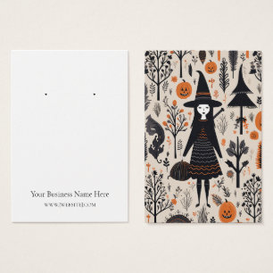 Halloween Witch Earring Visning Card Visitkort