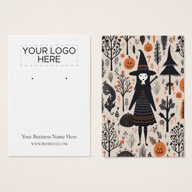 Halloween Witch Earring Visning Card Visitkort (Framsida & baksida)