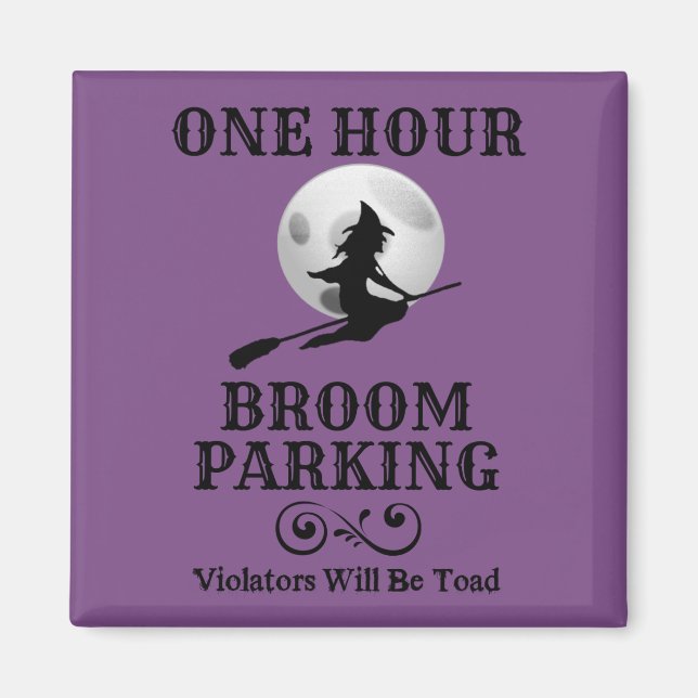 Halloween Witch, en timmes parkering Magnet (Framsidan)