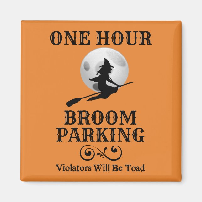 Halloween Witch, en timmes parkering Magnet (Framsidan)