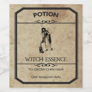 Halloween Witch Essence Apothecary Vin-etikett Vinflaska Etikett
