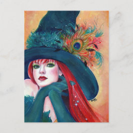 Halloween Witch Feather-postkort av Renee Lavoie Vykort