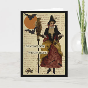 Halloween Witch Fladdermöss Måne Uggla Skull Kort