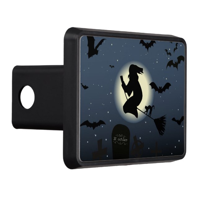 Halloween & Witch & Fladdermus Hitch Cover 2-tums  Dragkroksskydd (Höger)