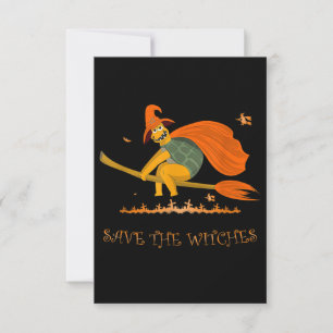 Halloween Witch Flies Turtle Broom Salem OSA Kort