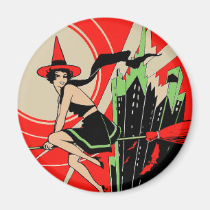 Halloween Witch Flies (vintage) Magnet