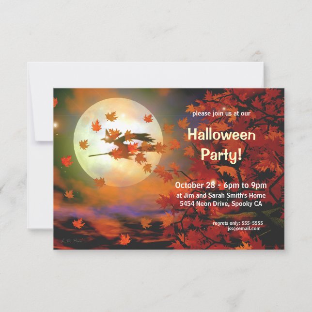 Halloween Witch Flight Inbjudningar (Framsida)