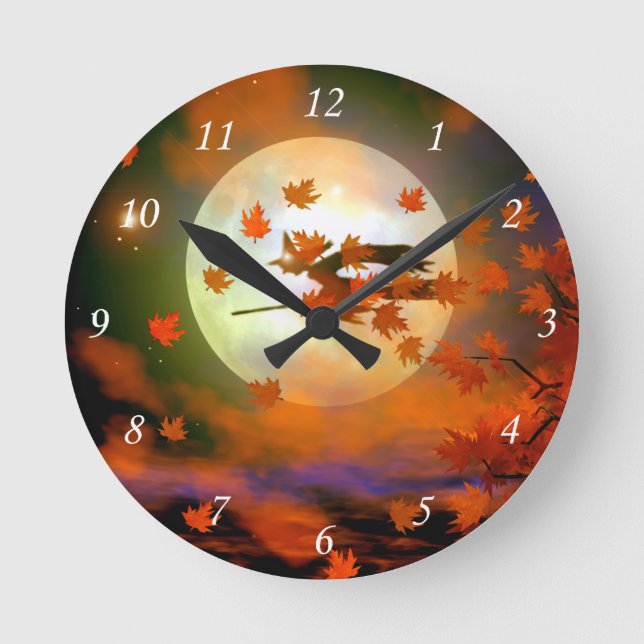 Halloween Witch Flight Rund Klocka (Framsida)