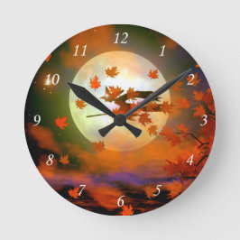 Halloween Witch Flight Rund Klocka