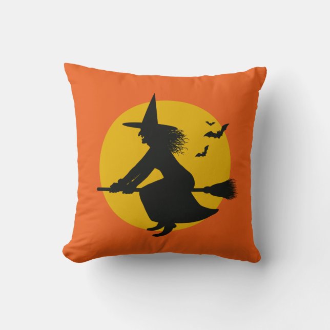 Halloween Witch, flygande Dekorativ kudde (Framsida)