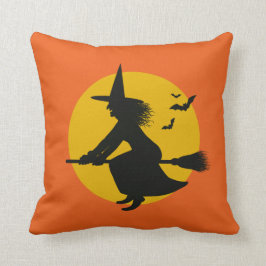 Halloween Witch, flygande Dekorativ kudde