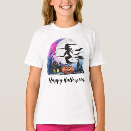 Halloween Witch flyger över hemligt hus T Shirt
