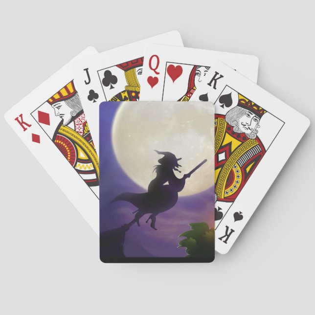 Halloween Witch Full Moon Spel Kort (Baksidan)