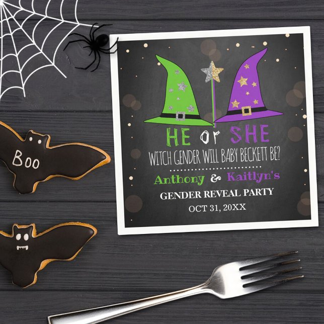 Halloween Witch Gender Reveal Party Pappersservett (Skapare uppladdad)
