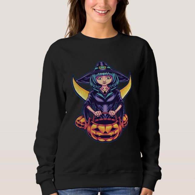 Halloween witch ghost Pumpkin Horror party Hallowe T Shirt (Framsida)