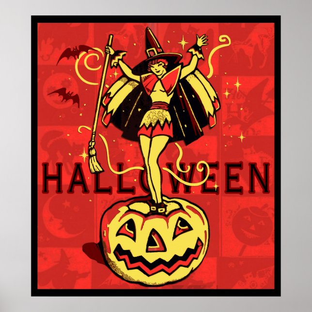 Halloween Witch Girl (vintage) Poster (Framsidan)