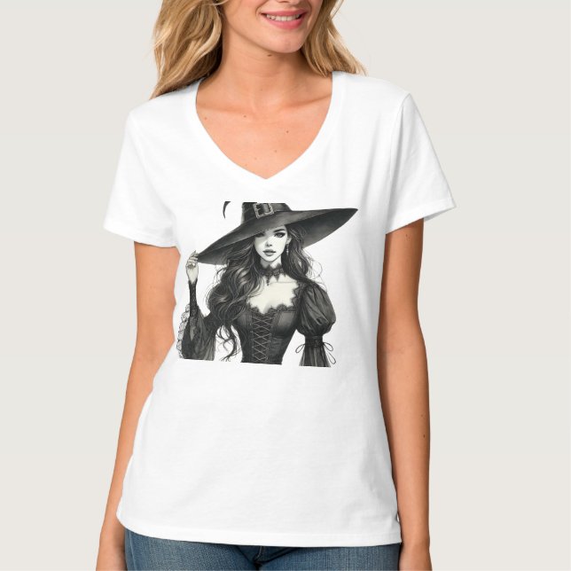 Halloween Witch Graphic Women's Shirt T Shirt (Framsida)