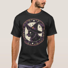 Halloween Witch Hat Cat Lila Petals T Shirt