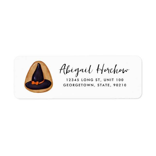 Halloween Witch Hat Cookie-Anpassade Returadress Etikett (Framsidan)