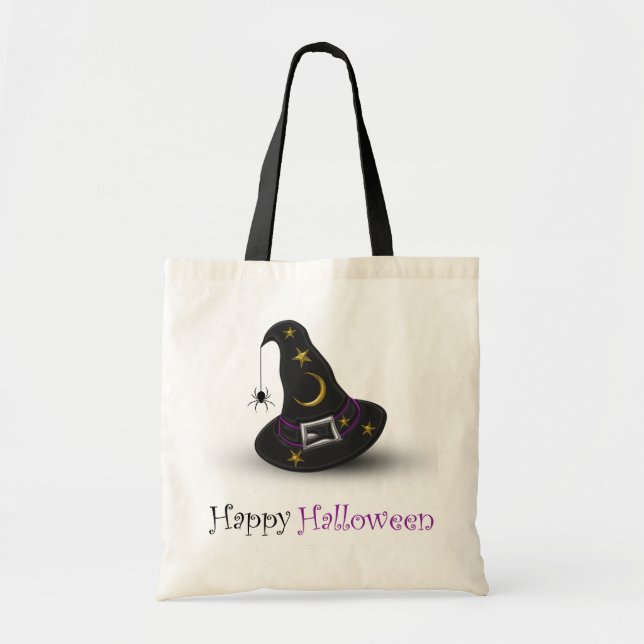 Halloween Witch Hat med Spider - Bag Tygkasse (Framsidan)