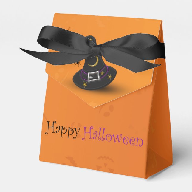 Halloween Witch Hat med Spider Presentaskar (Framsidan Sidan)