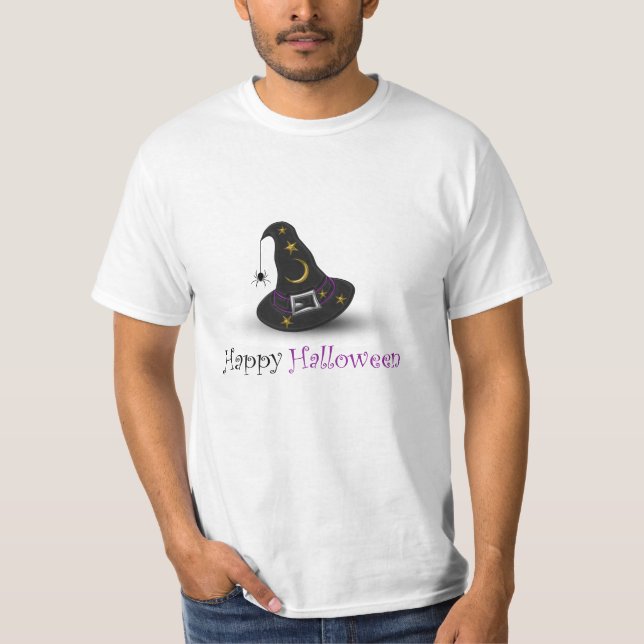 Halloween Witch Hat med Spider - Shirt Tee Shirt (Framsida)