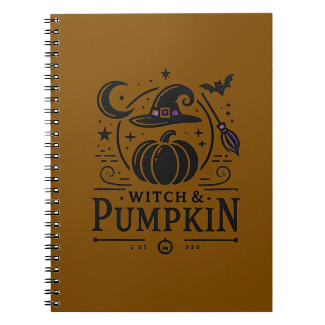 Halloween Witch Hat och Pumpkin Design Magic Art Anteckningsbok (Framsidan)