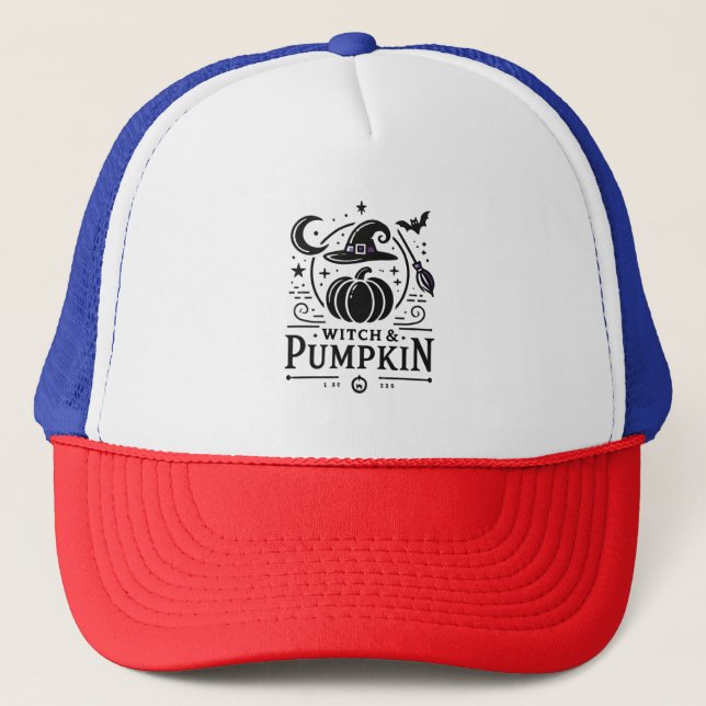 Halloween Witch Hat och Pumpkin Design Magic Art Keps (Framsida)