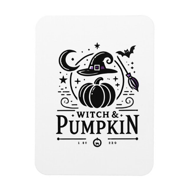 Halloween Witch Hat och Pumpkin Design Magic Art Magnet (Vertikal)