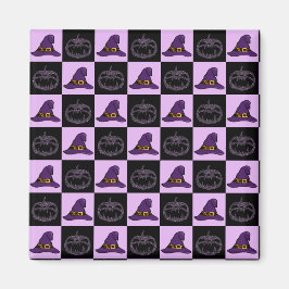 Halloween Witch Hat Pumpkin Ansikte Spooky Mönster Magnet