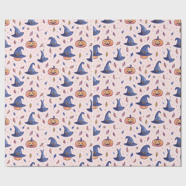 Halloween Witch Hat Pumpkin Wrapping Papper Presentpapper (Seam)