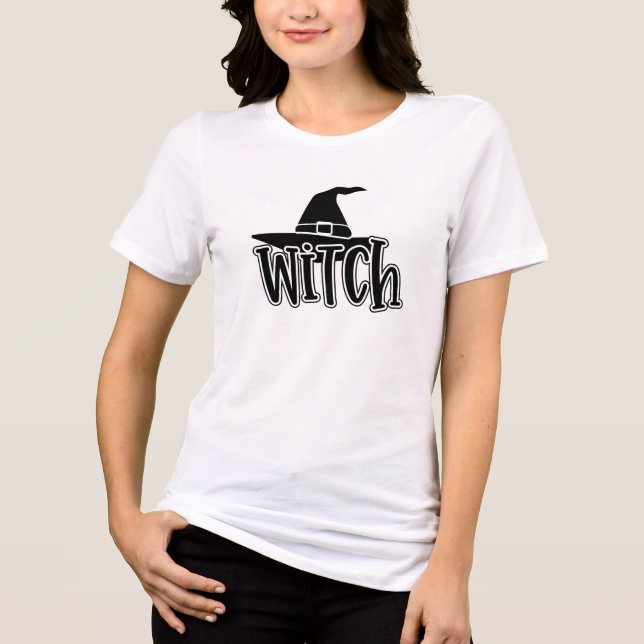 Halloween Witch Hat T Shirt (Framsida)