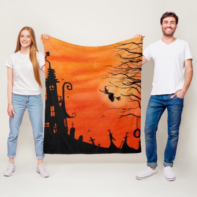 Halloween Witch House Fleece Blanket (På plats)