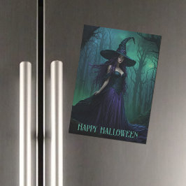 Halloween Witch i Lila- och Black Magnetic Card