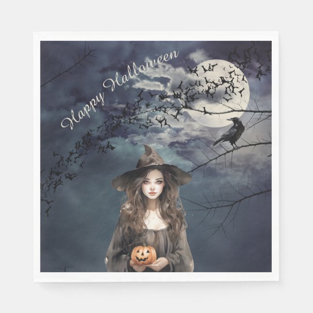 Halloween Witch i Moonlight Pappersservett (Framsidan)