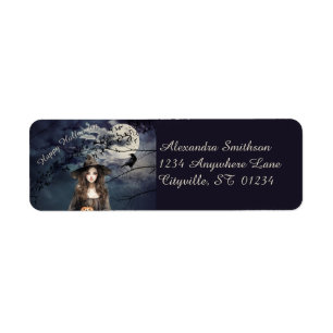 Halloween Witch i Moonlight Returadress Etikett