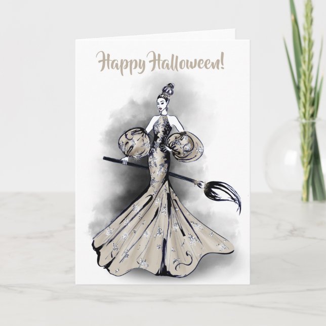 Halloween Witch Illustration Kort (Framsida)