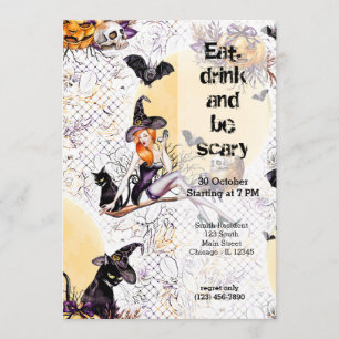 Halloween Witch Inbjudningar