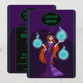 Halloween Witch-inbjudningskort Spara Datumet