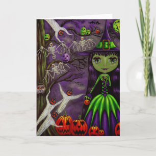 Halloween Witch inom Lila och Grönt Kort