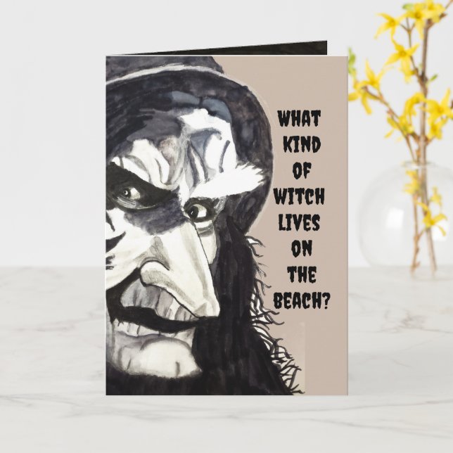 HALLOWEEN WITCH JOKE Card Kort (Gul blomma)